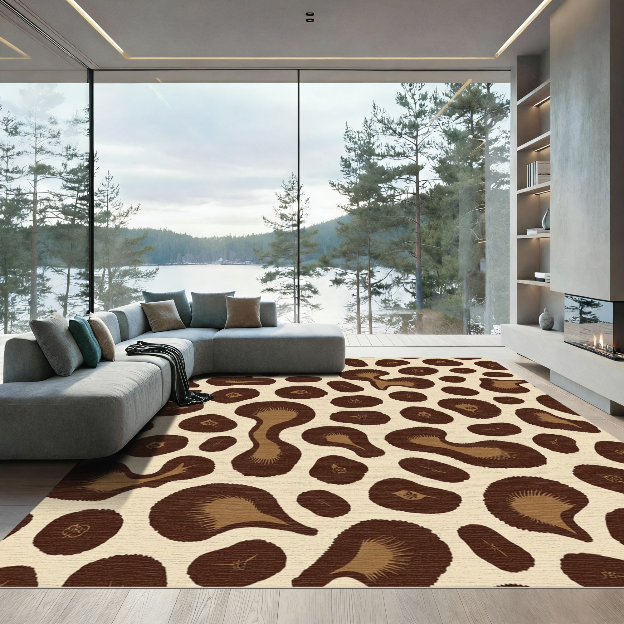 Brown Beige Spotted Animal Hide Rug