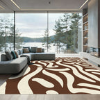 Brown Cream Swirling Organic Lines Rug