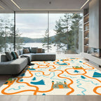 Whimsical Orange Trail Castle Forest Rug