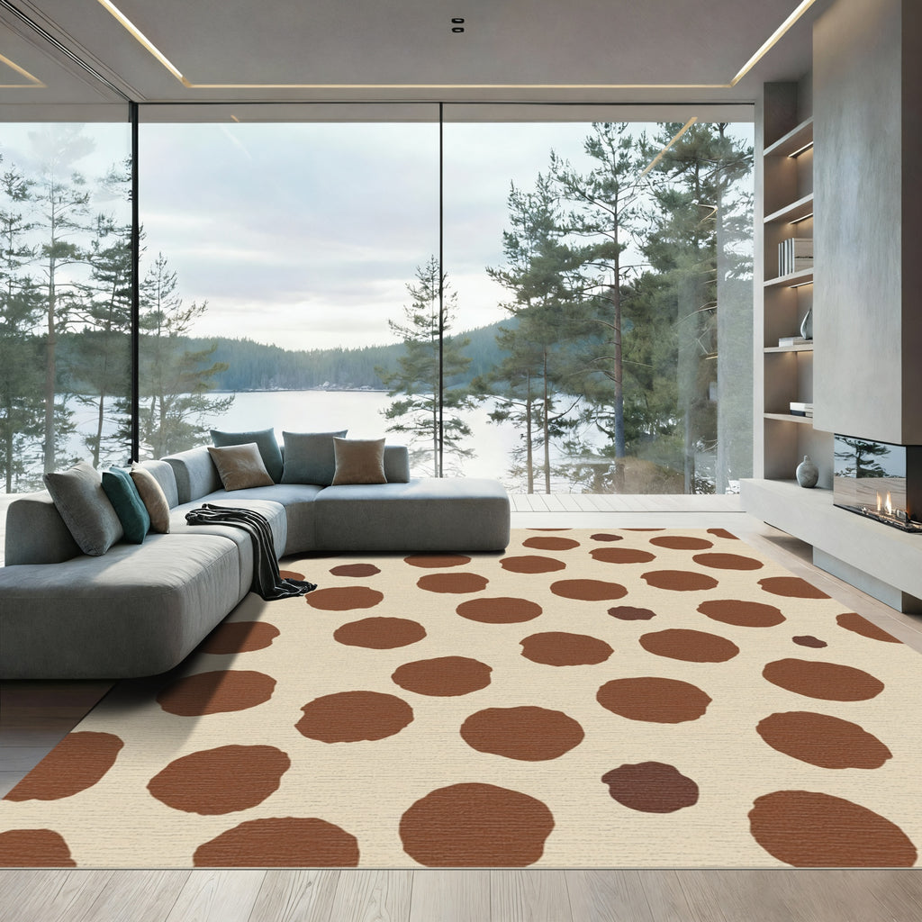 Earthy Brown Freeform Polka Dot Rug