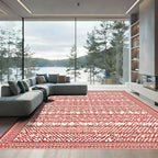 Crimson White Intricate Diamond Border Rug