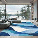 Oceanic Waves Blue Abstract Rug