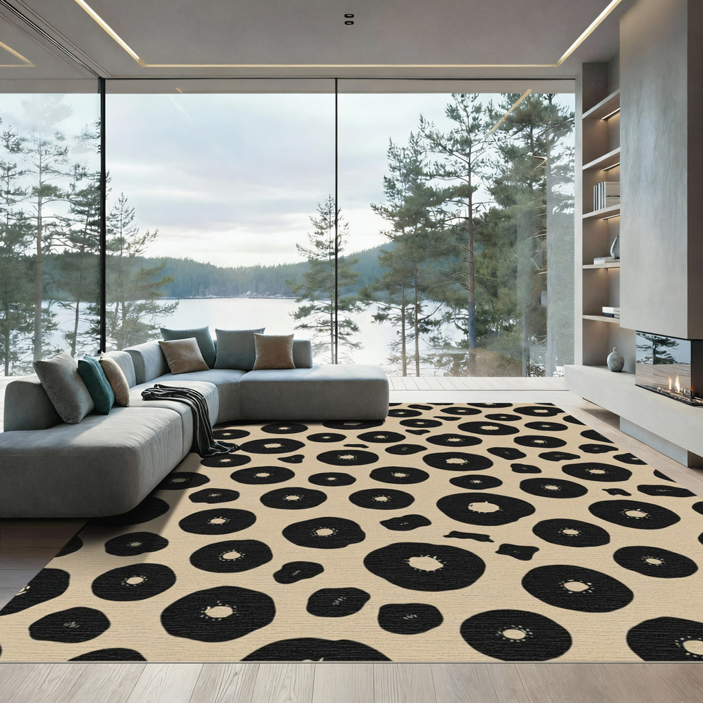 Black Blossom Spot Scatter Rug