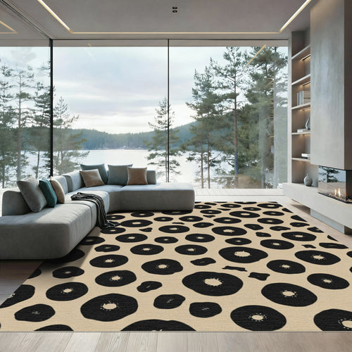 Black Blossom Spot Scatter Rug