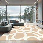 Neutral Tan White Abstract Spots Rug