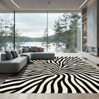 Black White Zebra Stripe Whirl Rug