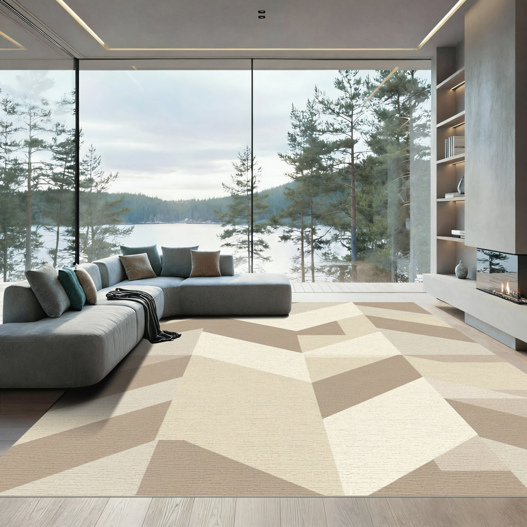 Earthy Tone Geometric Chevron Rug