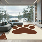 Brown Paw Print Geometric Accent Rug