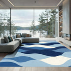 Oceanic Blue Wave Layers Rug