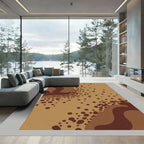 Earthy Brown Abstract Polka Dot Rug