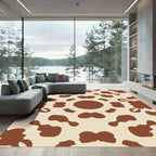 Cream Brown Abstract Spots Rug