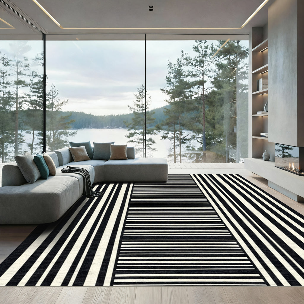 Contrast Linear Stripe Composition Rug