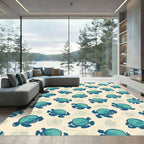 Teal Turtle Swirl Pattern Rug