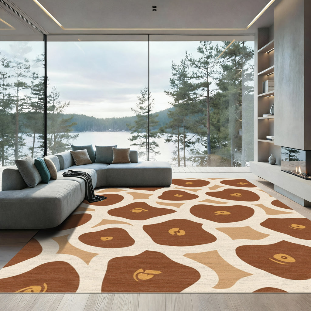 Earthy Brown Giraffe Spots Rug