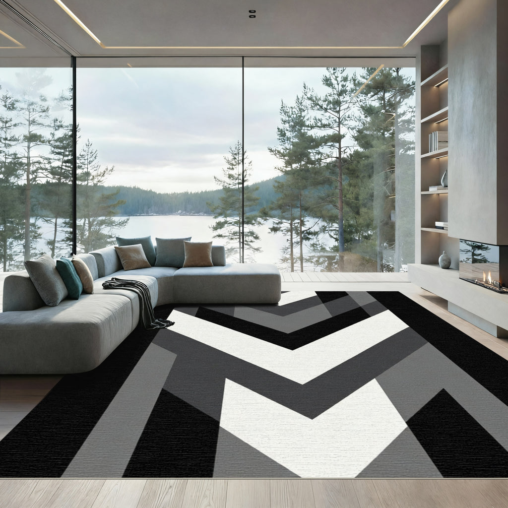 Monochromatic Geometric Chevron Arrows Rug