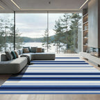 Cool Blue Tones Striped Texture Rug