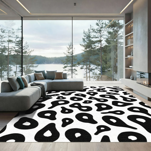 Bold Black Irregular Spots Rug