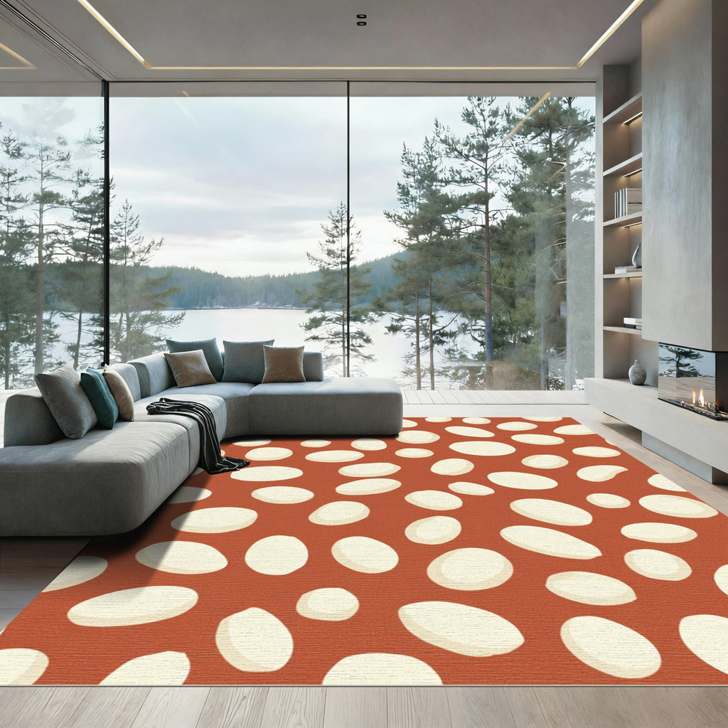 Terracotta Cream Pebble Scatter Rug