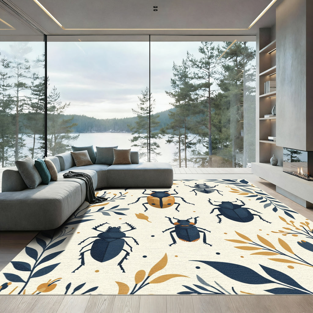 Autumn Beetle Botanical Garland Rug