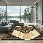 Earthy Geometric Center Diamond Rug