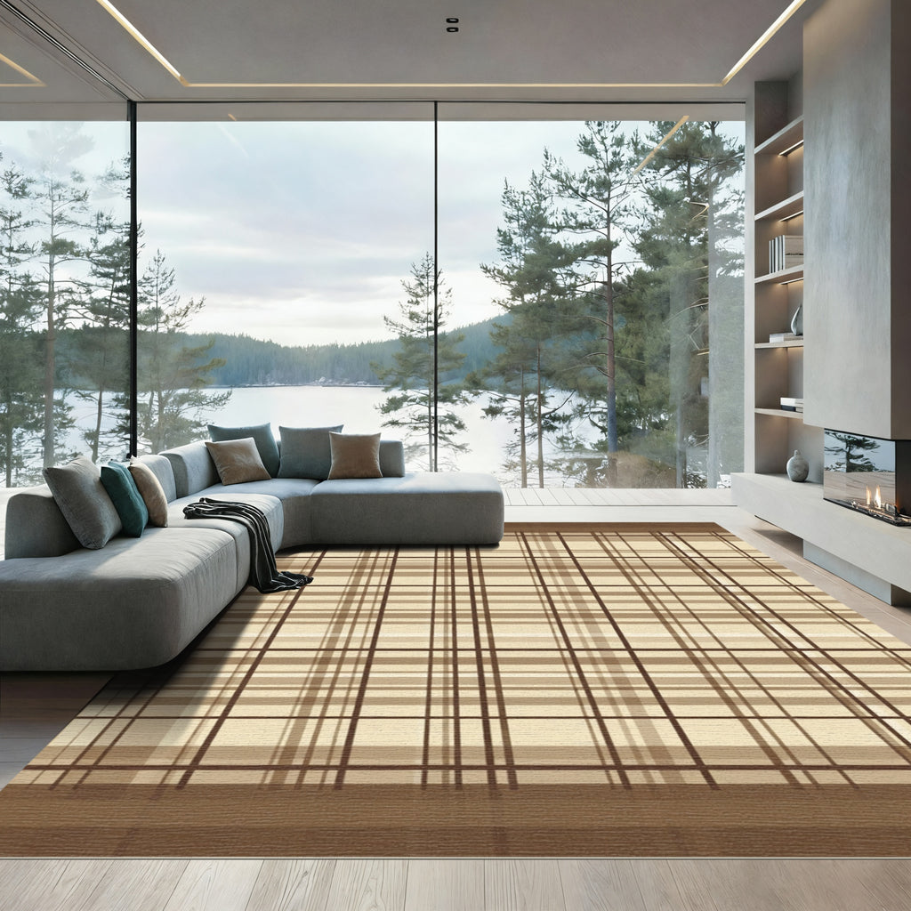 Warm Brown Plaid Lattice Rug