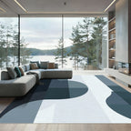 Deep Blue Geometric Flow Rug