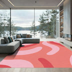 Retro Coral Swirl Waves Rug