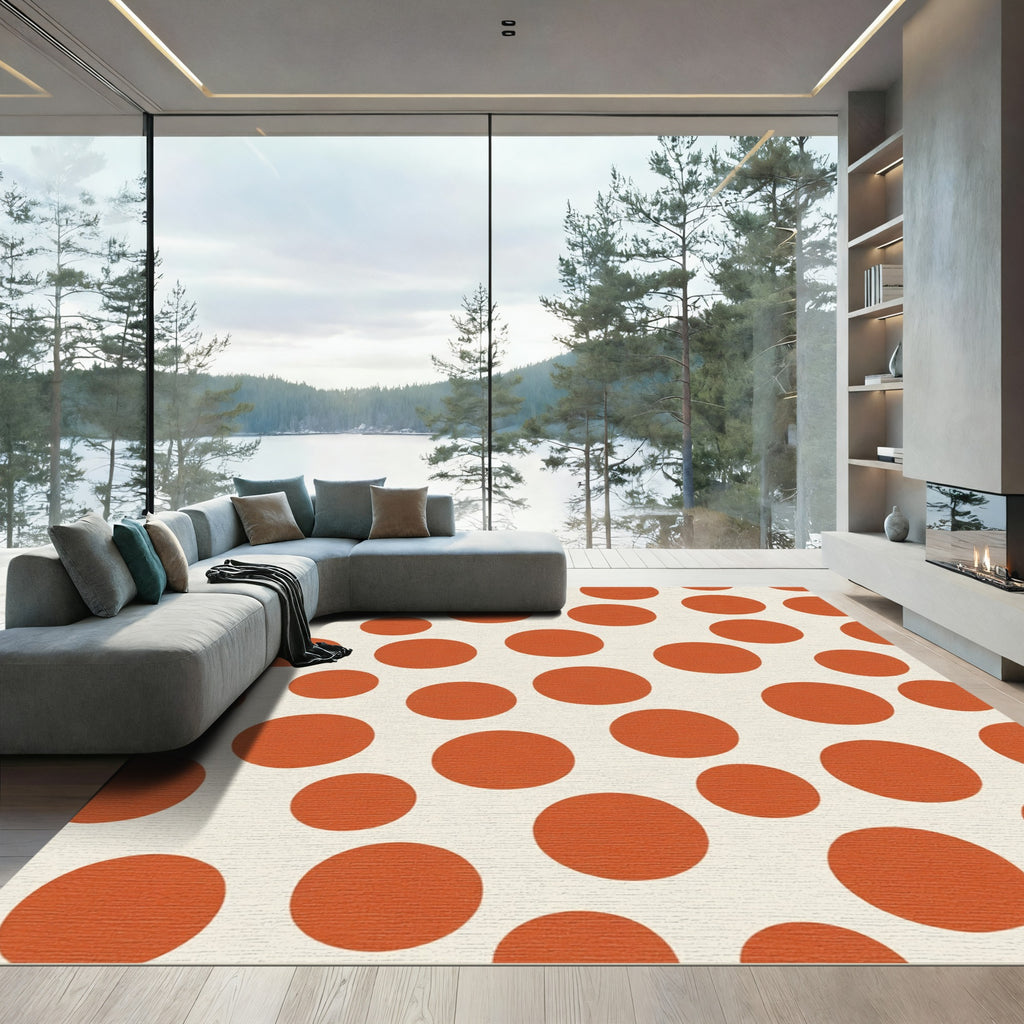 Terracotta Orange Polka Dot Circles Rug