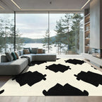 Cream Black Floral medallion Rug
