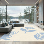 Light Blue Loose Floral Romance Rug