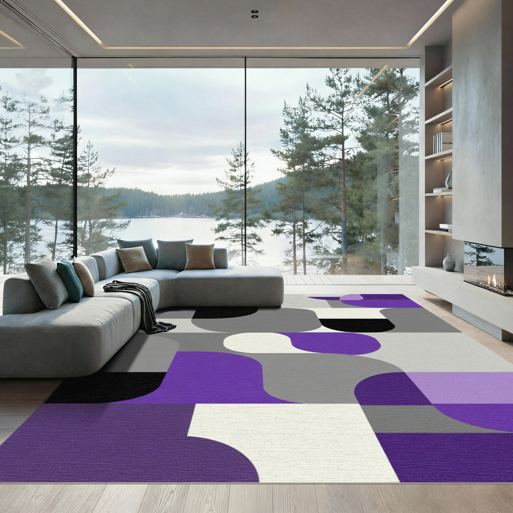 Abstract Modern Amethyst Geometric Rug