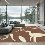 Cream Dino Silhouette Brown Abstract Rug