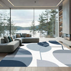 Cool Tones Abstract Leaf Stripes Rug