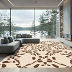Ecru Brown Ogee Mirror Layout Rug