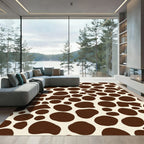 Brown White Abstract Bubbly Shapes Rug