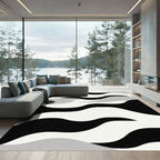 Monochromatic Abstract Wave Landscape Rug
