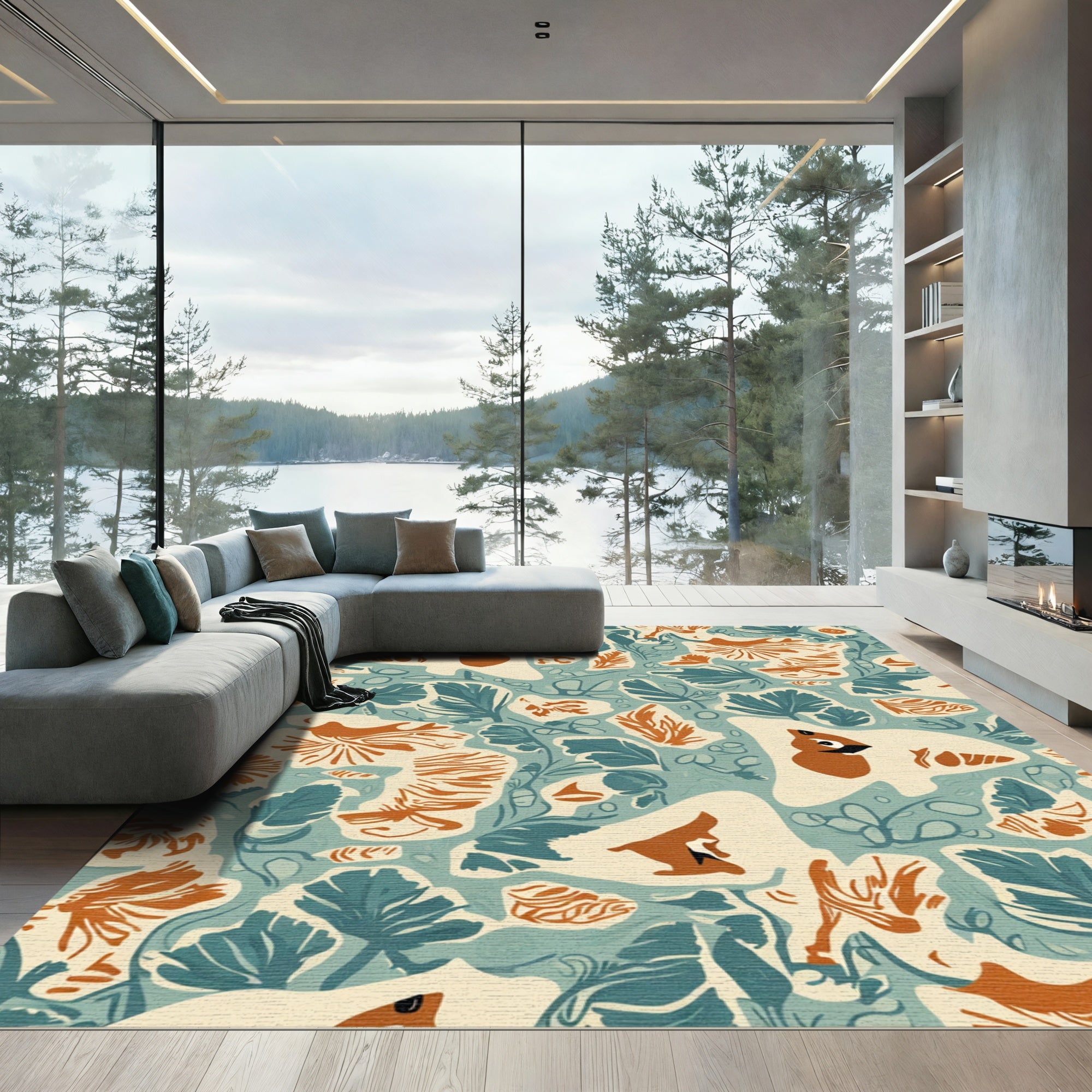Woodland Creatures Autumn Foliage Rug