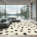 Chic Black Spots Ivory Background Rug