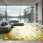 Whimsical Ladybug Butterfly Garden Meadow Rug