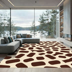 Brown Cream Abstract Organic Shapes Rug