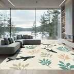 Dark Fish Botanical Arrangement Rug