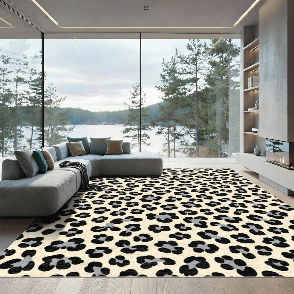 Neutral Beige Leopard Spot Rug