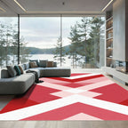 Crimson Geometric Stacks Rug