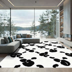 Black White Floral Scatter Rug