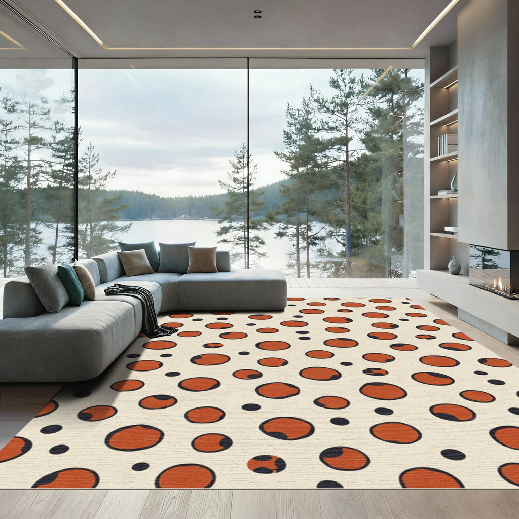 Orange Dot Contemporary Overlay Rug