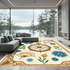 Rustic Compass Floral Bloom Arrangement Rug