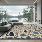 Blue Cats Floral Vine Cream Rug
