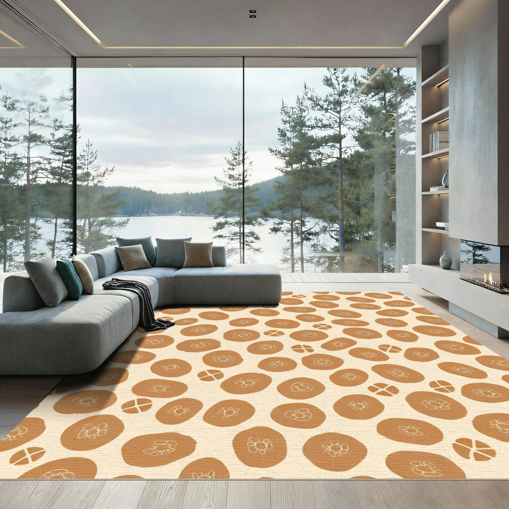 Earthy Brown Blobs Organic Flow Rug