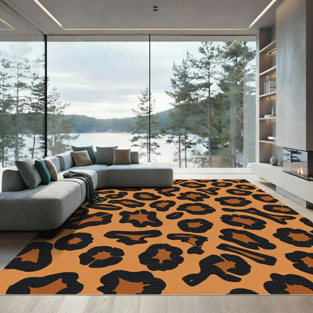 Orange Black Leopard Spot Rug