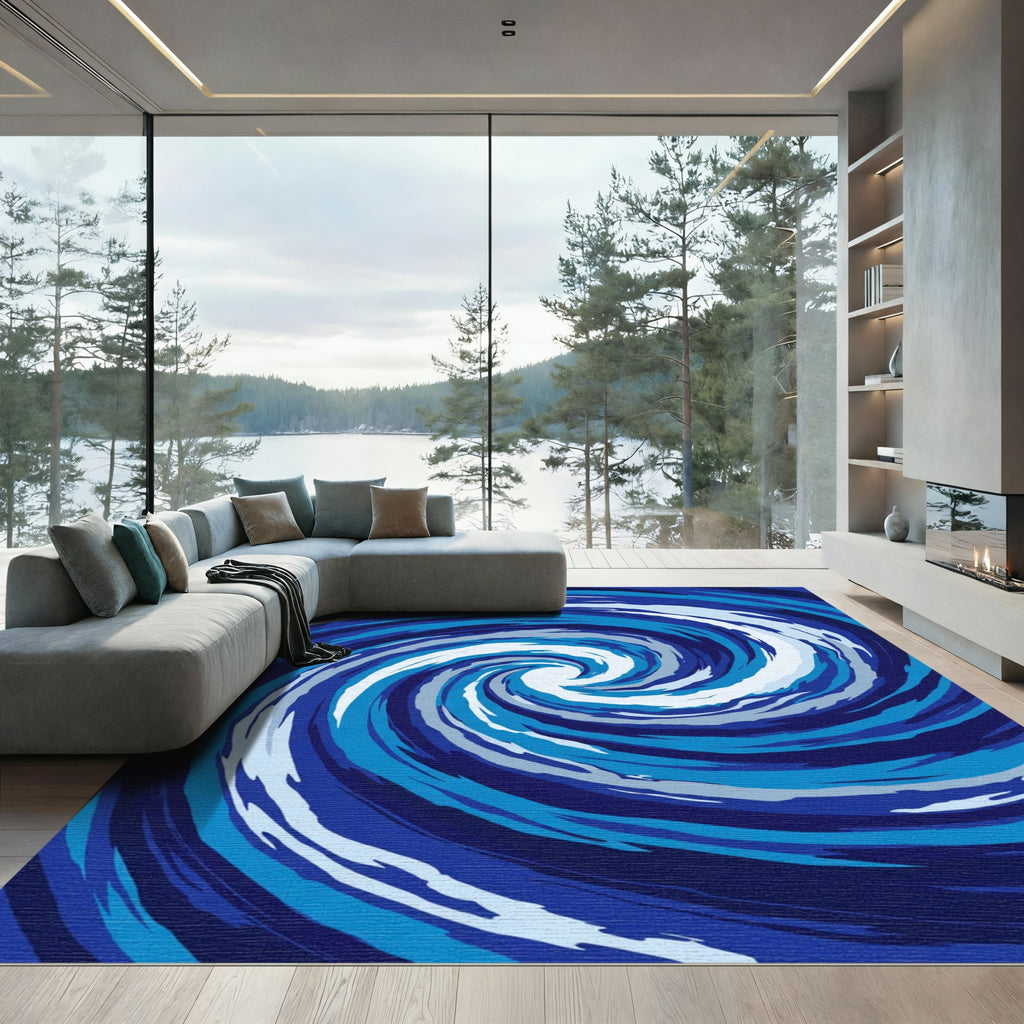 Azure Whirlpool Swirl Rug